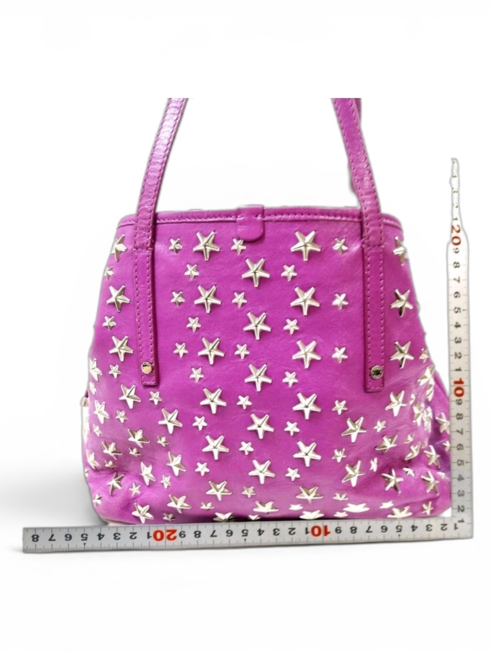 EUC Authentic Jimmy Choo Sasha S Star Studded Leather Tote Bag - Purple - Picture 8 of 9